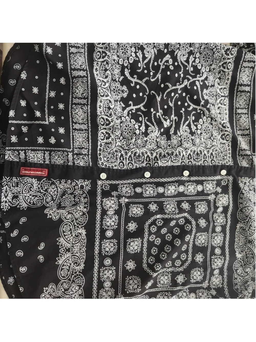 Vintage Tommy Hilfiger Red Label Shirt Mens Large Short Sleeve Button Up Paisley - Picture 4 of 9